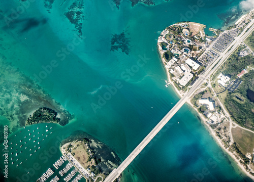 Aerial view of the John F Kennedy Cause Way and Grand Palace Marina near Miami International Airport. USA, 2018. photo