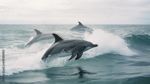 dolphins jumping in the sea