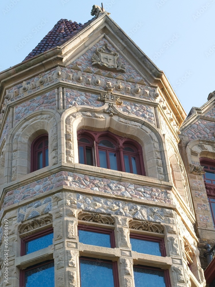 Vertical: Detail of The Bishop's Palace, Galveston Island, Texas. High quality photo.