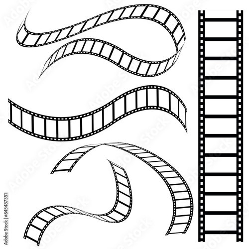 film strip vector. et of realistic film or movie reels strips vector image. movies film background with flim roll