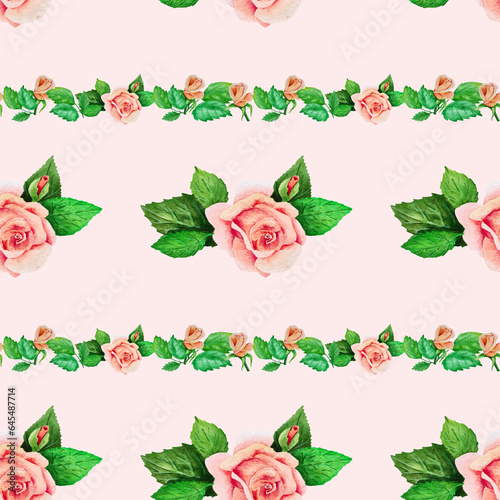 seamless pattern with hand draw roses