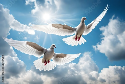 white doves in the sky