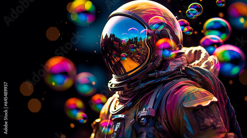 AI-Generated Astronaut Exploring Vibrant Cosmic Landscape: A Surreal Pop Art Odyssey
