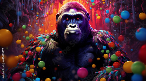 AI-Generated Universe: Stunning Gorilla in a Surreal, Colorful Galaxy — A Fusion of Pop Art and Science Fiction © TechArtTrends