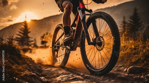 Wallpaper Mural Young man riding bicycle on mountain trail. Generative AI Torontodigital.ca