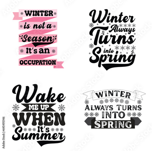 Winter typography t shirt design bundle photo