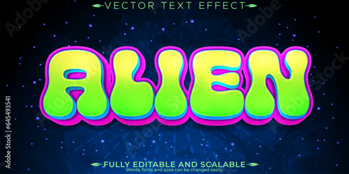 Cartoon alien text effect, editable scary and evil text style