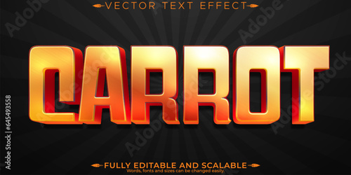 Cartoon carrot text effect, editable cartoon and pop art text style