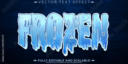 Ice frozen text effect, editable iceberg and snow text style