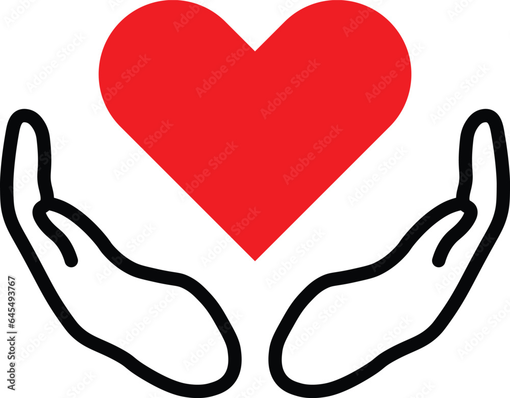 Free vector charity logo, hands supporting heart icon flat design vector illustration Free vector charity logo, hands supporting heart icon flat design vector illustration