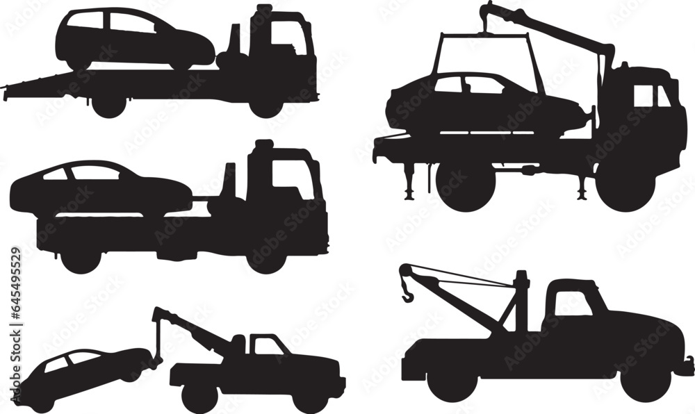Tow Truck Silhouette Vector Pack
