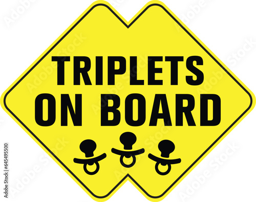 Triplets on Board Sign Vector