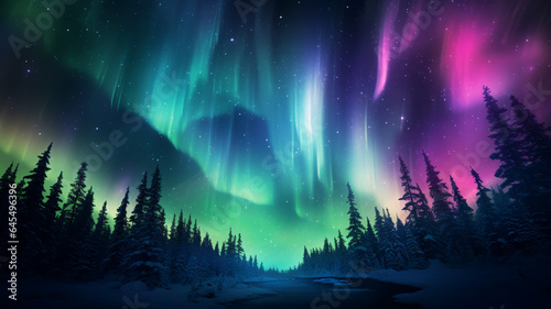 A mesmerizing view of the Northern Lights, AI Generative.