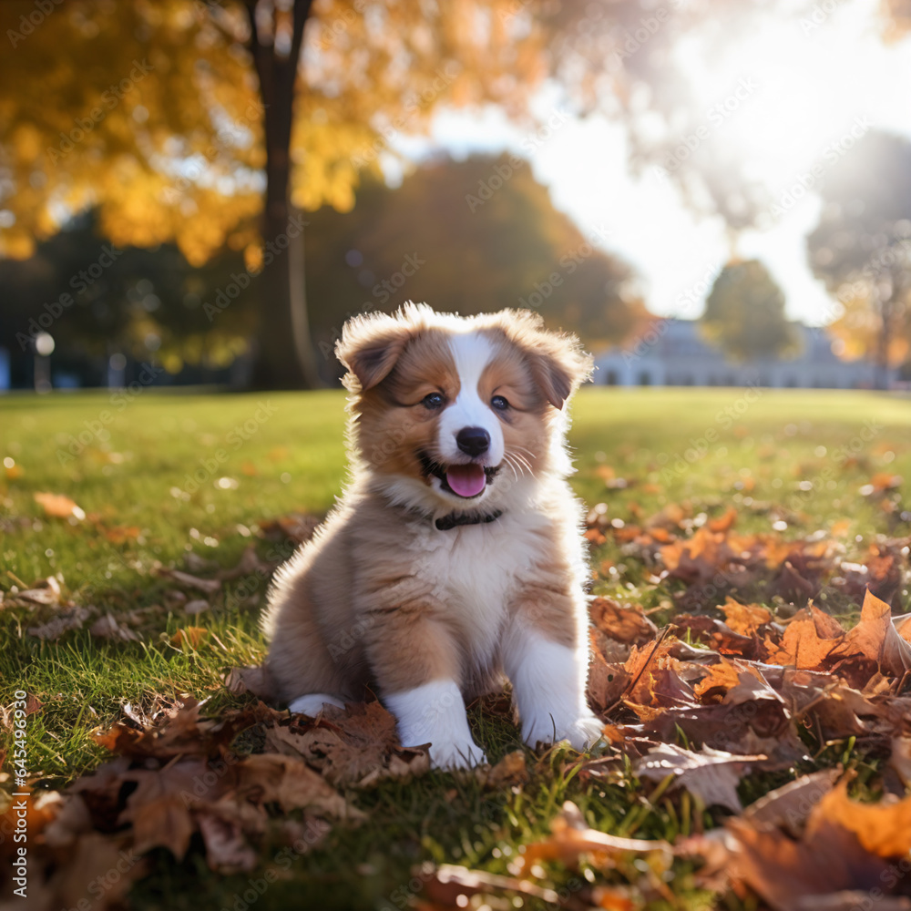 Ultra HD Image: Adorable Fluffy Baby Puppy Enjoying Outdoors in a Park