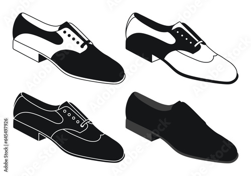 Vector image of a silhouette of a pair of mens shoes. Low shoes