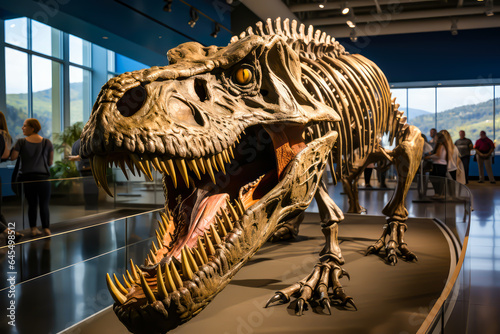 dinosaur skeleton in a museum