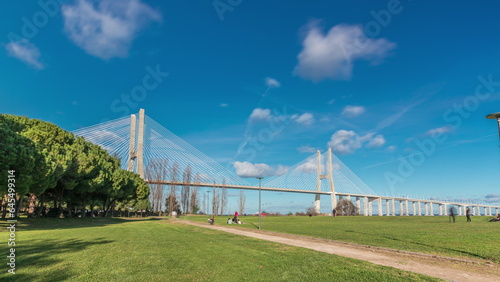 The Vasco da Gama Bridge timelapse hyperlapse in Lisbon, Portugal