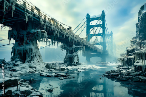 a large icy bridge due to climate change, in the not too distant future photo