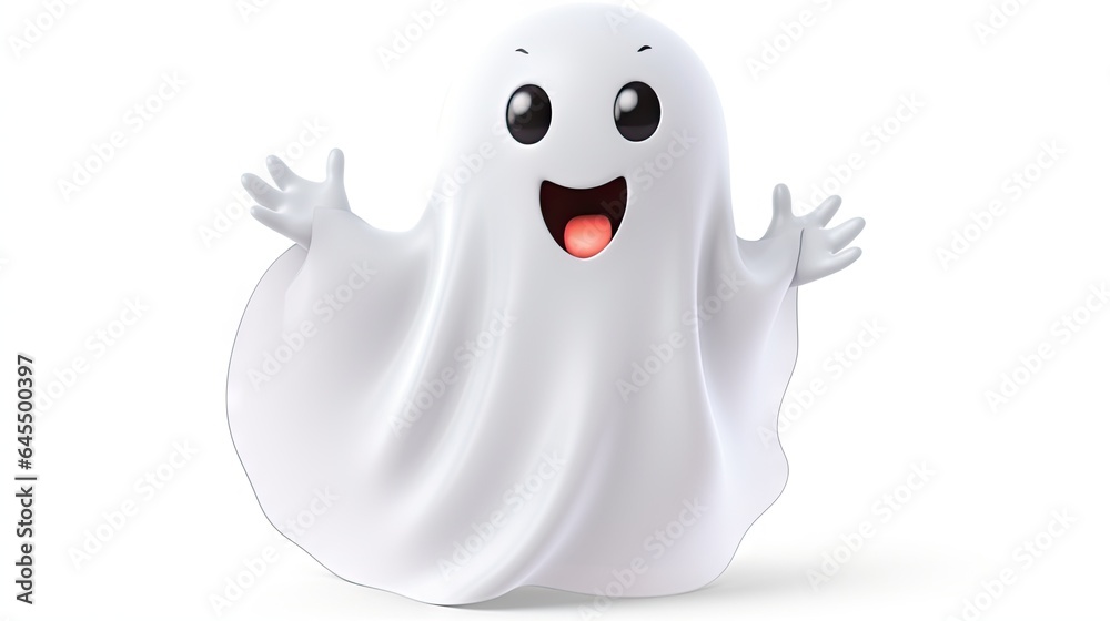 Fototapeta premium 3d rendered cute ghost, isolated , halloween style 