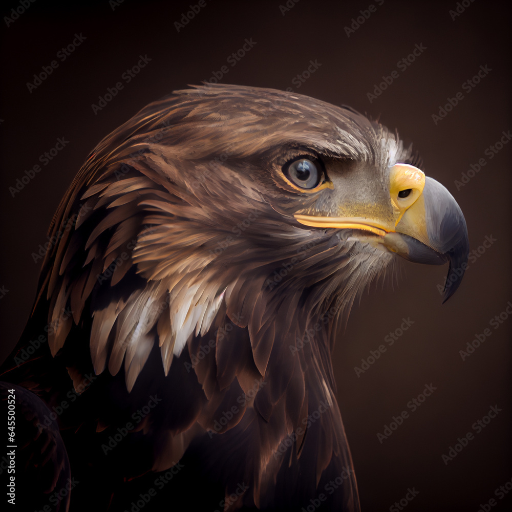 Obraz premium Portrait of eagle. Digital painting created with Generative Ai technology