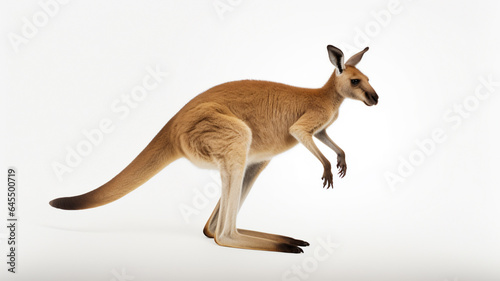Red kangaroo on white background. AI Generative.