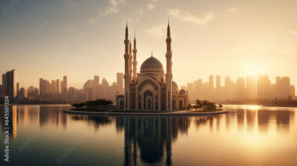 Fototapeta premium Beautiful Mosque in the world, AI Generative.