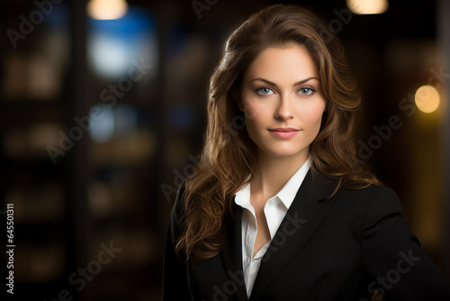 A professional woman posing confidently in a stylish suit