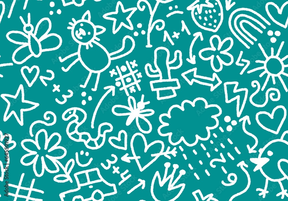 Naklejka premium School blackboard doodle seamless scribble chalk pattern for fabrics and textiles and wrapping paper and kids clothes