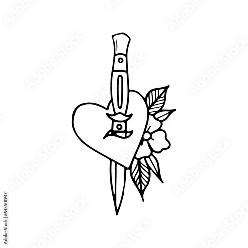 vector illustration of dagger with flower concept