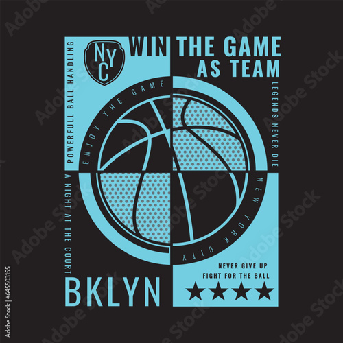 Vector illustration of basketball and typography . t shirt graphic . print