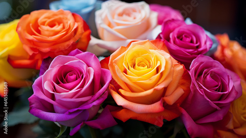A vibrant bouquet of blooming roses  AI Generative.
