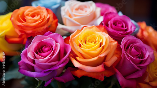 A vibrant bouquet of blooming roses, AI Generative.