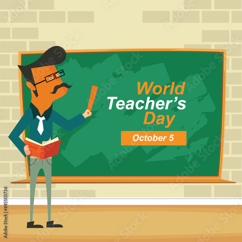 Free vector flat background design for world teachers day celebration