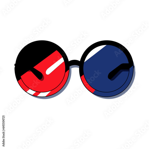 Gradient lenses vector icon in minimalistic, black and red line work, japan web