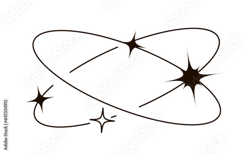 Y2k avatar line circle with star. Modern minimalist aesthetic line elements. Vector illustration