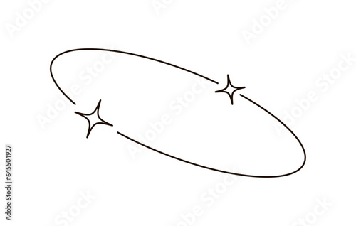 Y2k avatar line circle with star. Modern minimalist aesthetic line elements. Vector illustration