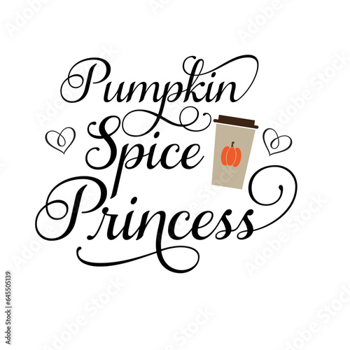 Pumpkin Spice Princess Latte Coffee Lovers T-Shirt Design Graphic