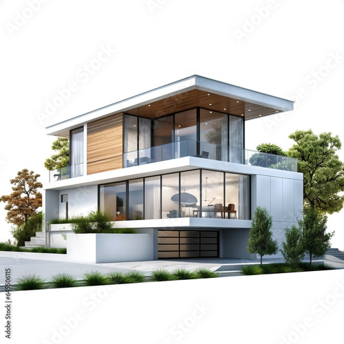 Modern 3d Real State Home Isolated On White Background