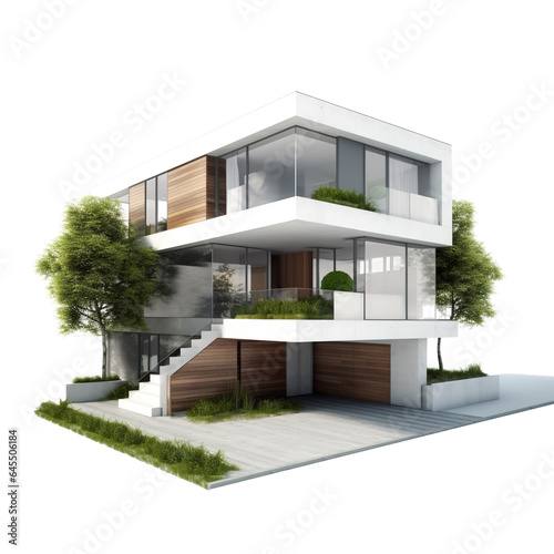 Modern 3d Real State Home Isolated On White Background