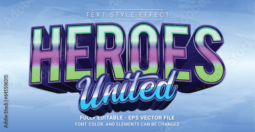 Heroes United Text Style Effect. Editable Graphic Text Template.