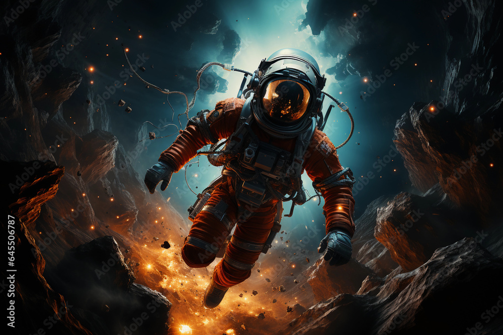 Fototapeta premium a space man explores the edges of the universe