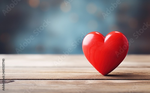 Red heart illustration  bokeh background  love and valentines concept. Generative AI