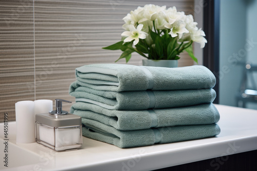 Fresh Towels in a hotel Bathroom
