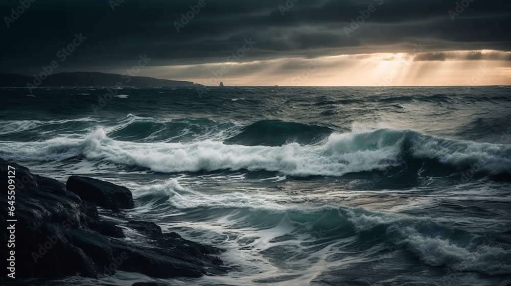  Dramatic sea. Created with Generative AI technology.