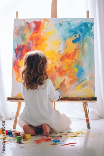 Little girl sitting at an e...