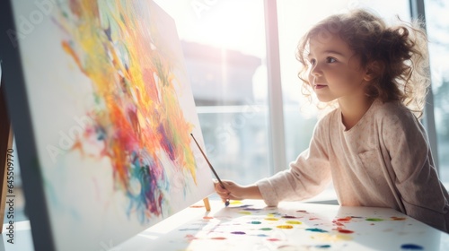 Little girl sitting at an e...
