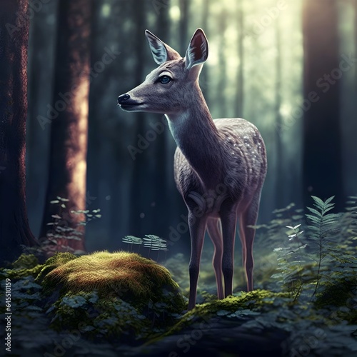 A cute deer in deep forest   Generative AI illustrations