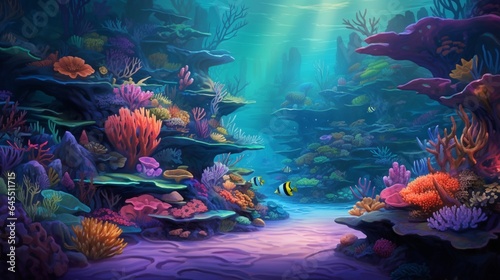 a colorful coral garden  with intricate patterns and vibrant marine life  highlighting the beauty of coral ecosystems