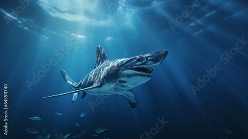 a graceful hammerhead shark cruising through the deep ocean