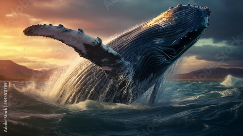 a majestic humpback whale breaching the surface of the ocean